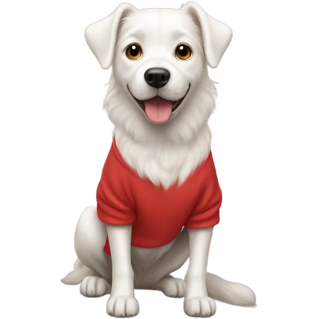 White dog with red sweatshirt  emoji