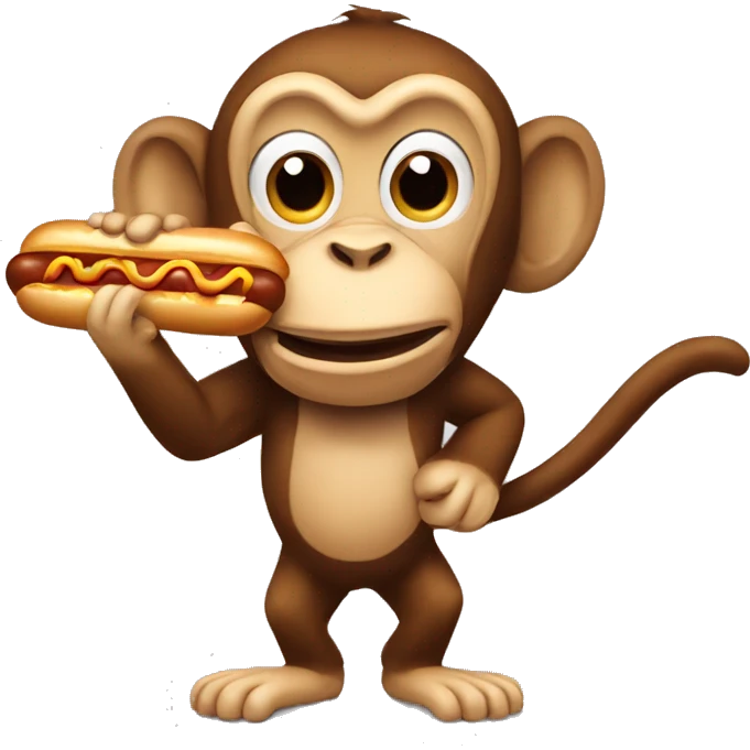 Monkey eating a hotdog emoji