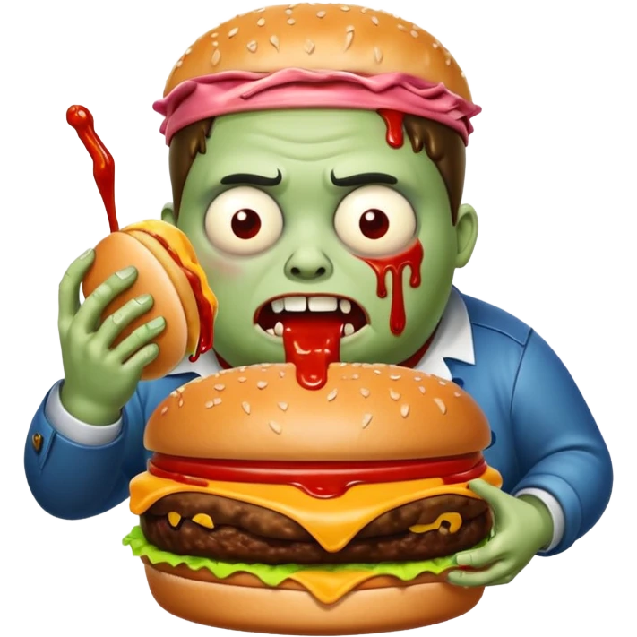 Fat zombie eating burger emoji