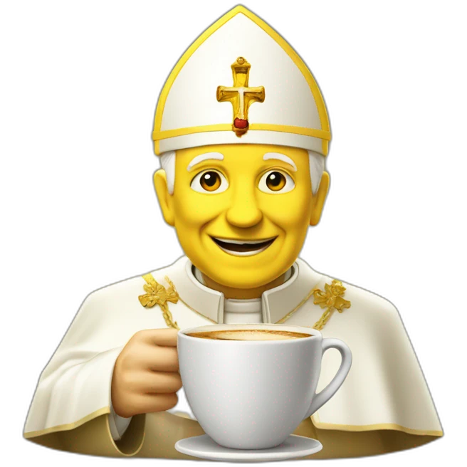 pope John Paul II with yellow face offering coffee emoji