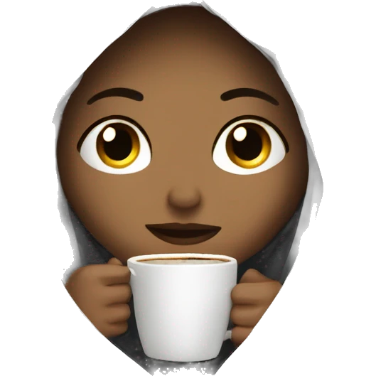 White Girl inside a blanket sipping coffee eyes closed emoji