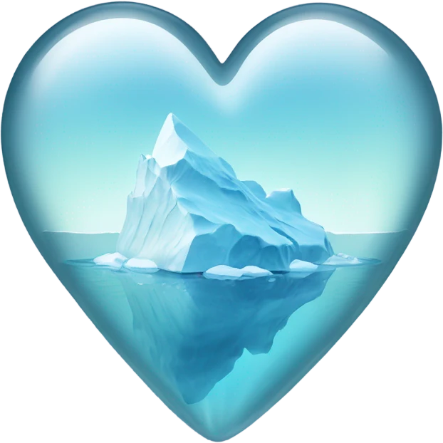 glass heart and iceberg inside it emoji