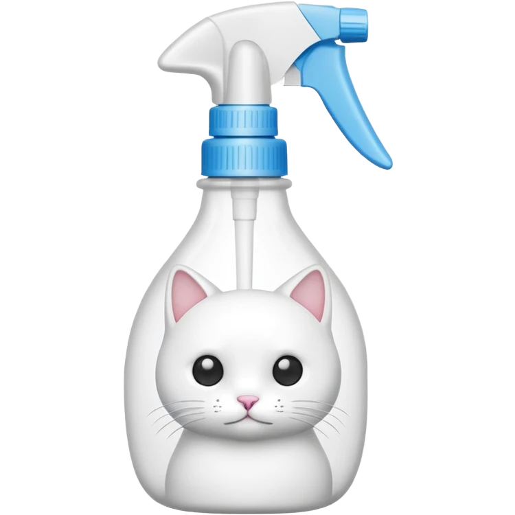 spray bottle with lid shaped like a white cat emoji