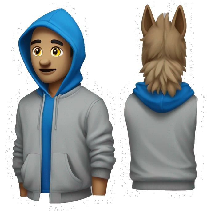 Lobo bonito con hoddie azul con la palabra UDLA emoji