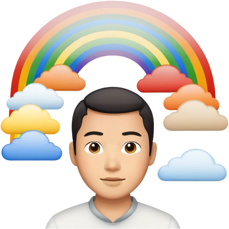 Asian men under a rainbow emoji