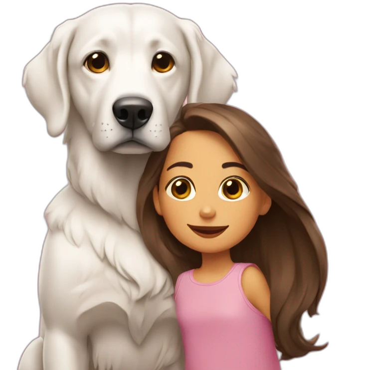perrita blanca con su hija emoji