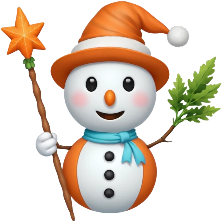 Snowman in a swimsuit and a magic wand in his hands emoji