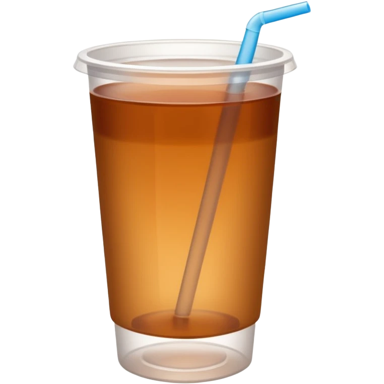 Open plastic cup with cold brown mate tea, without any straws. emoji