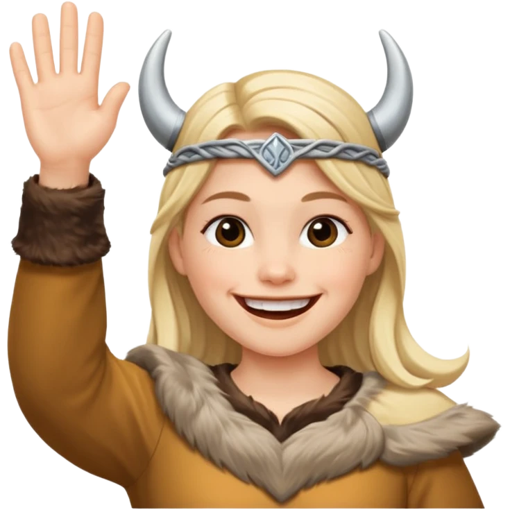 Viki vikingo waving with a big smile emoji