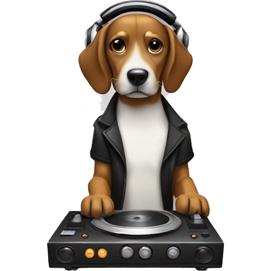 Dog playing a dj emoji
