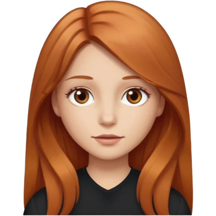 girlfriend with long middle part dark strawberry blonde hair with brown eyes emoji