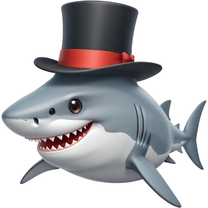 Shark with a top hat emoji