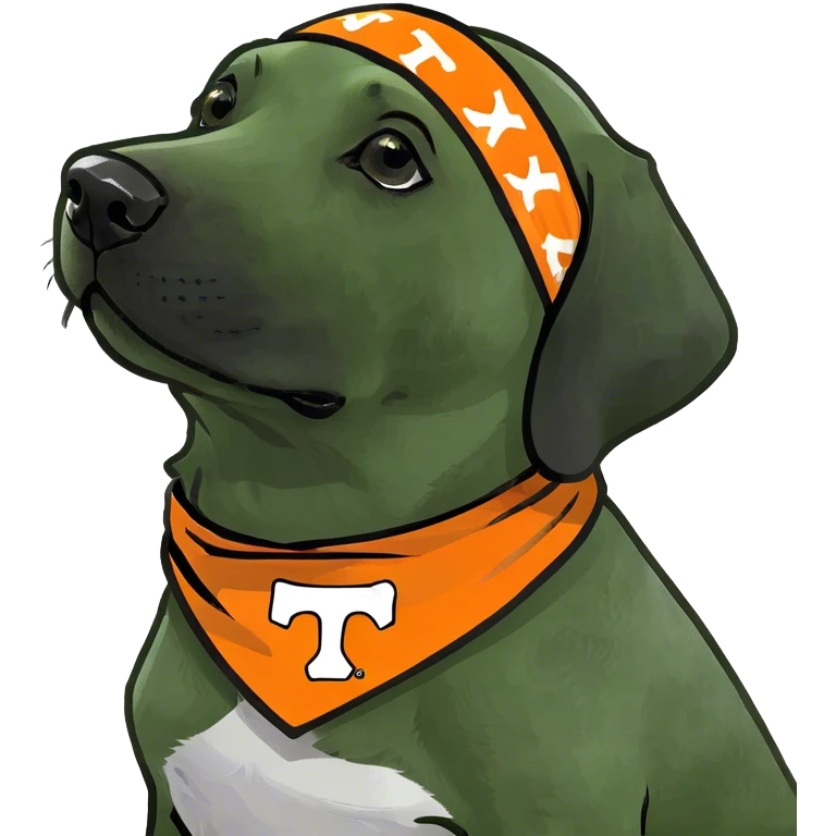 Black lab dog wearing TN Vols bandana emoji