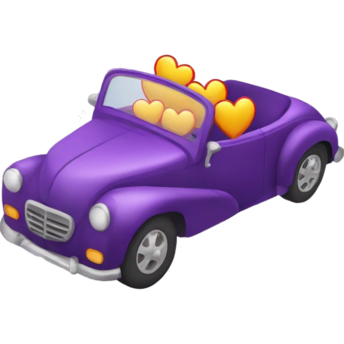 Carro morado con corazones  emoji