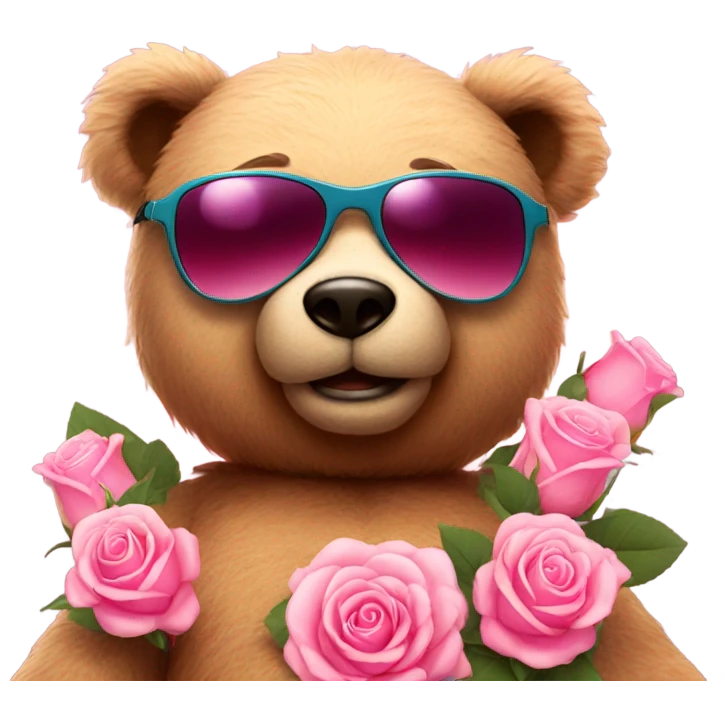 Pink roses teddy sunglasses emoji