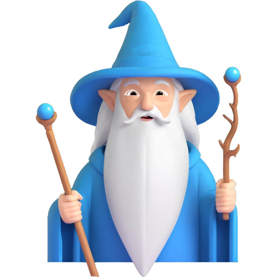 Gandalf wizard with staff and pointy hat emoji