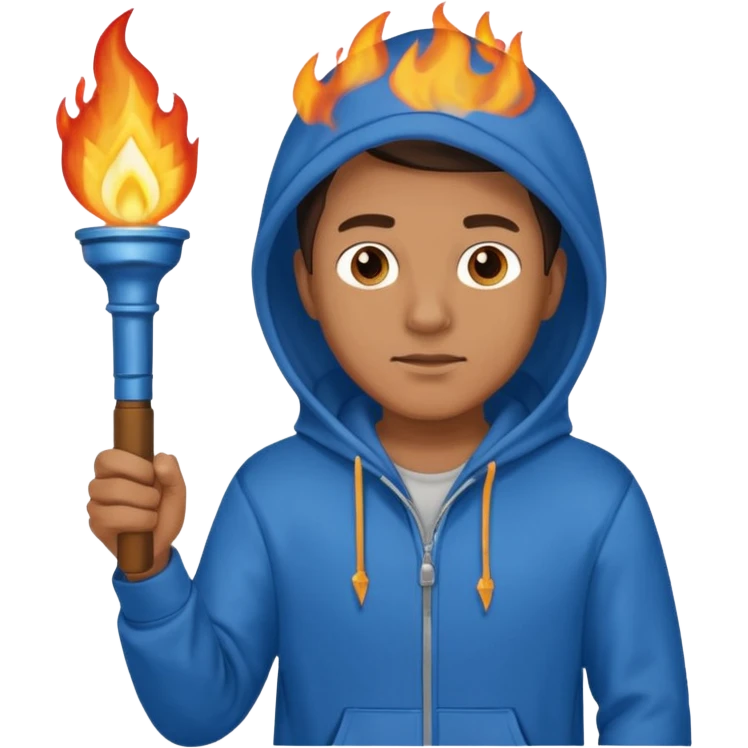 blue hoodie man The torchbearer emoji