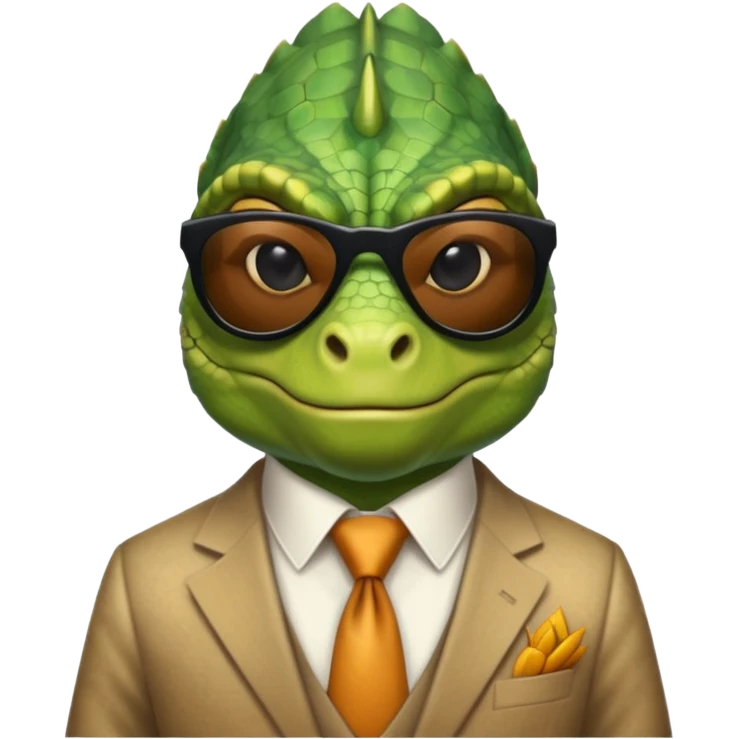 capitalist iguana banker godfather with black sunglasses cynical emoji