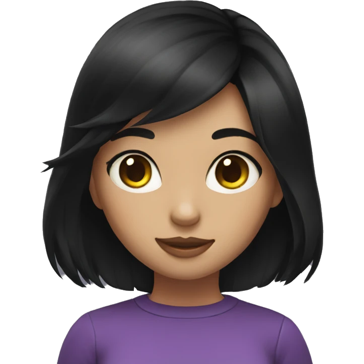 Girl black hair whit black cat  emoji