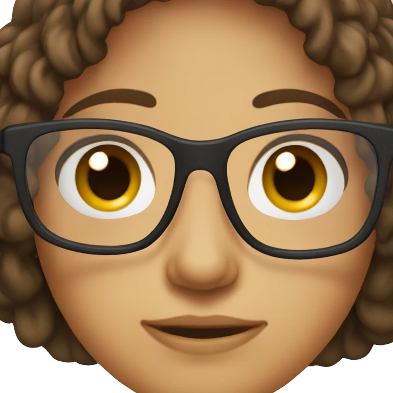 brunette with brown eyes and glasses emoji