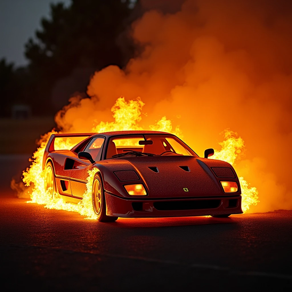 Ferrari F40 in fire emoji