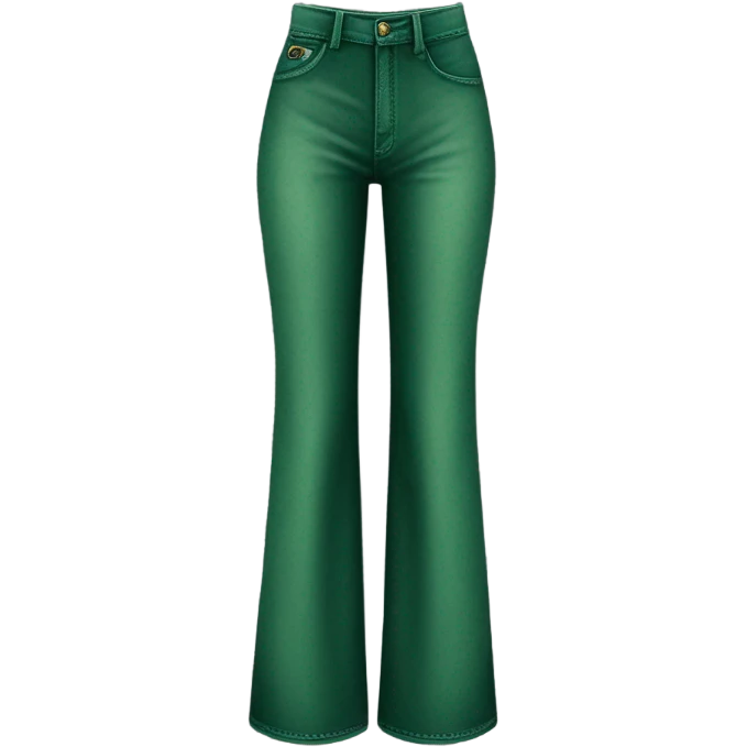 Realistic long Wide leg high waisted green velour jeans, isolated emoji