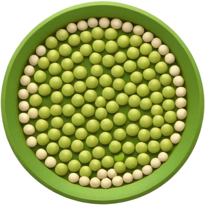 dried split peas, loose scatter, soft matte surface, muted green to yellow-green, smooth, round-edged, slightly flattened, clean natural break, no extras, apple emoji style, soft lighting, transparent background, emoji scale emoji
