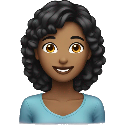young black hair woman happy emoji