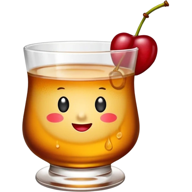 Emoji with an amaretto sour cocktail in whiskey glass emoji