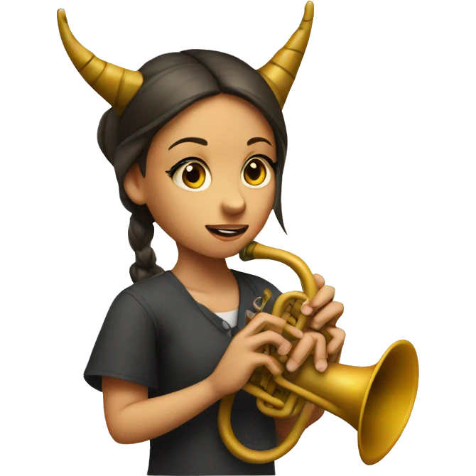 A girl with a horn and on top of her written XI emoji