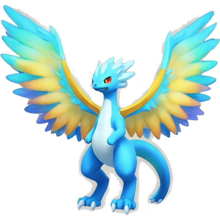 Celestial Godly Powerful Crystallic Colorful Vibrant Colors Flying Advanced Fakémon-Legendary-Pokémon-Creature Full Body emoji