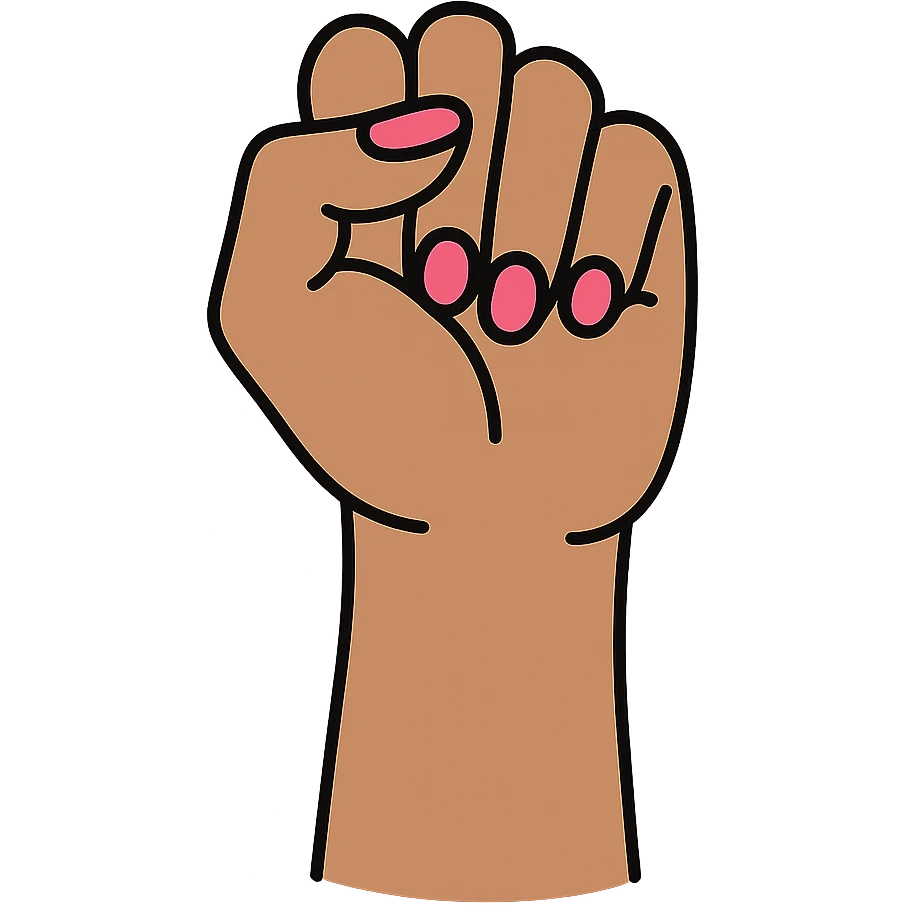 girl power, raised fist with pink nails, no background emoji