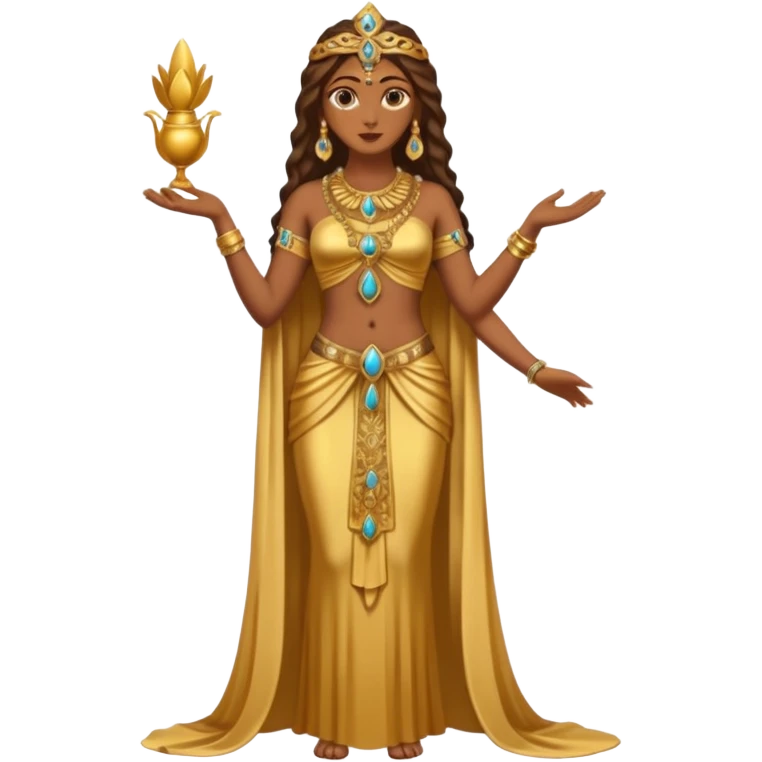 una diosa morena de la época púnica, de alto rango y de estatura media, una foto de cuerpo entero emoji