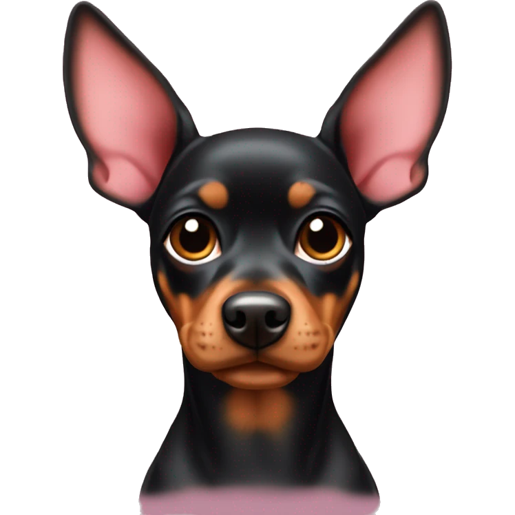 black tan pinscher big ears girly pink bow on head emoji