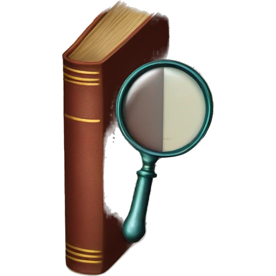 vintage book with magnifying glass emoji