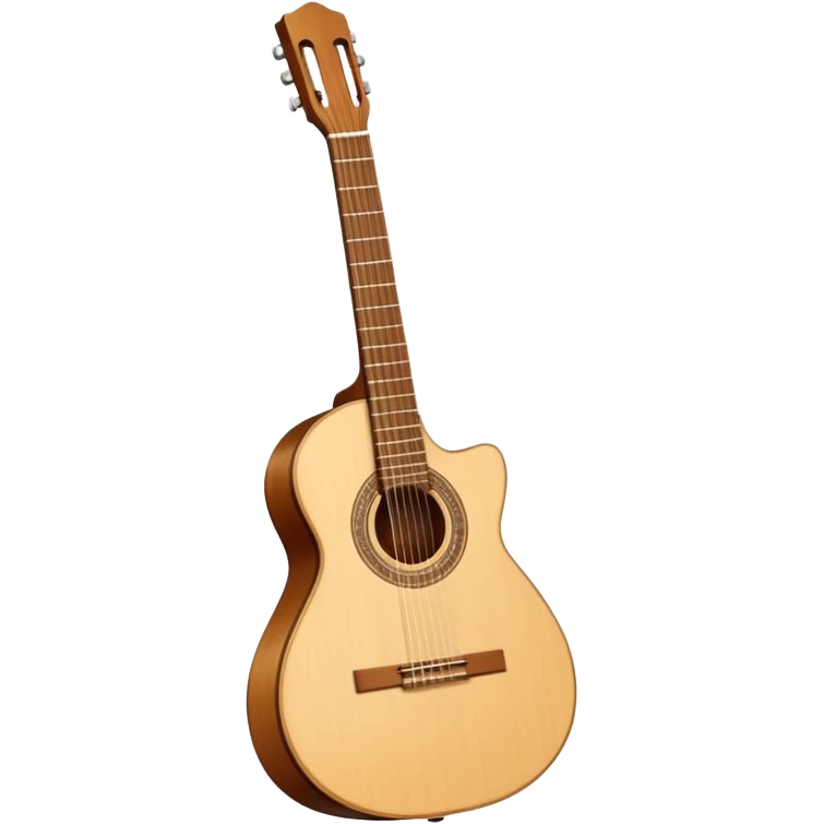 light wooden classical guitar with visible strings, tilted slightly emoji