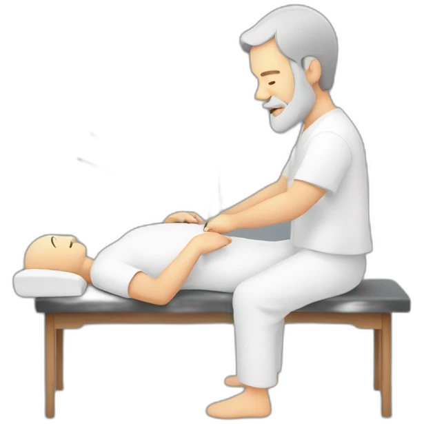 Grey Beared man doing acupuncture emoji