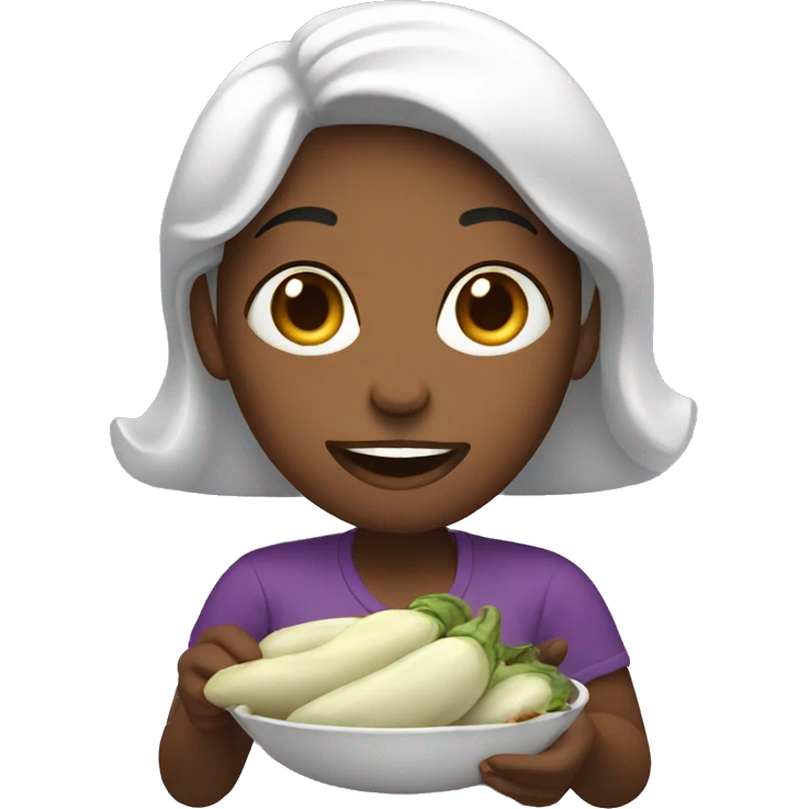 Woman eating eggplant  emoji
