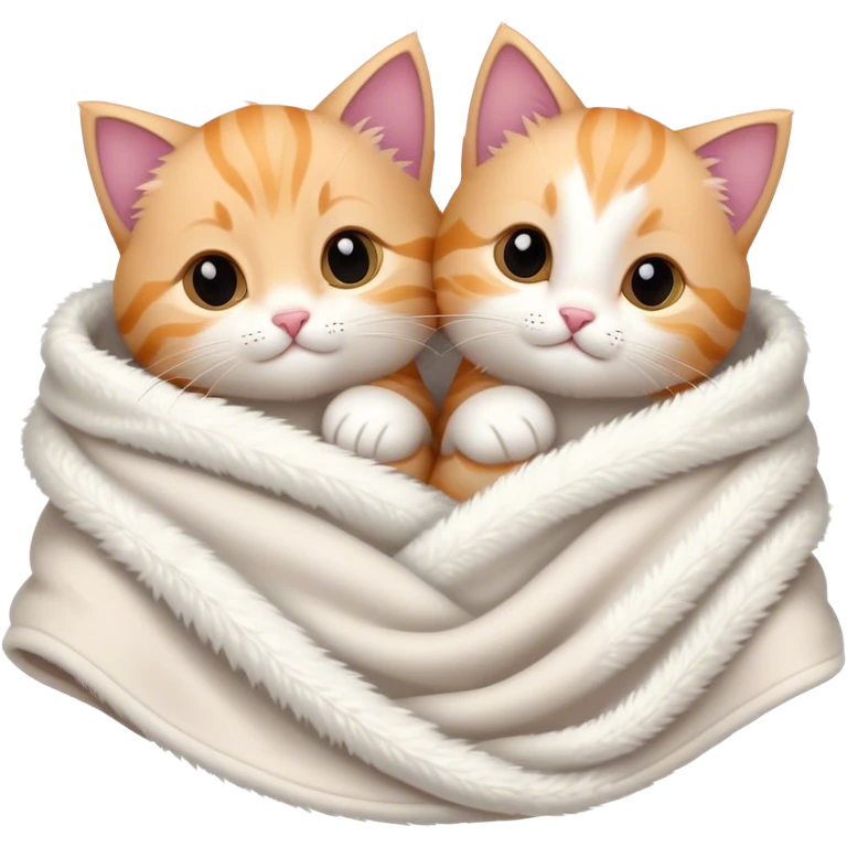Disney-style cute kittens cozy in blanket emoji