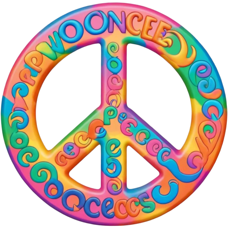 Psychedelic colored word “Peace” emoji