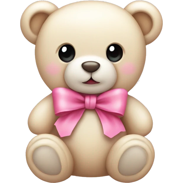 cute cream colored teddy bear with a pink bow emoji