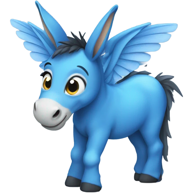 cute Donkey with blue dragon wings emoji