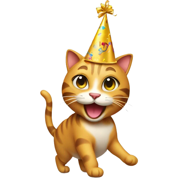 happy cat dancing birthday hat emoji