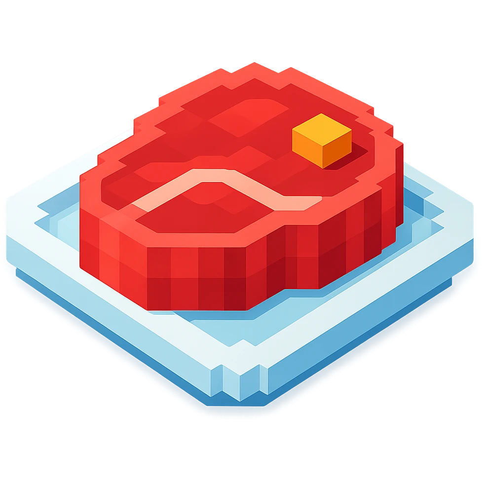 steak on a plate, inspired by iOS emoji emoji