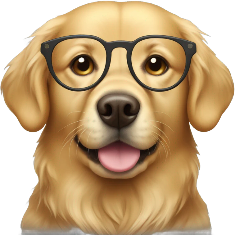 golden retriever wearing glasses emoji