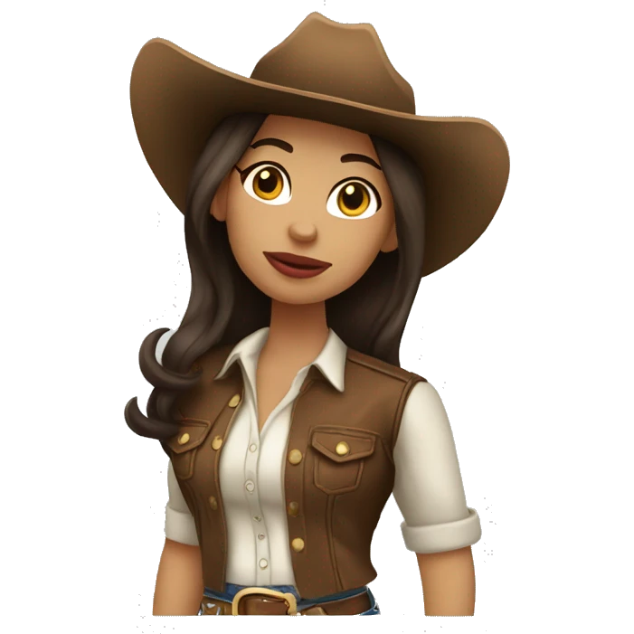 Brunette light skin cowgirl  emoji