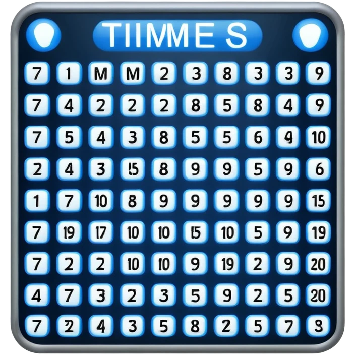 digital timetable board with rows of times emoji