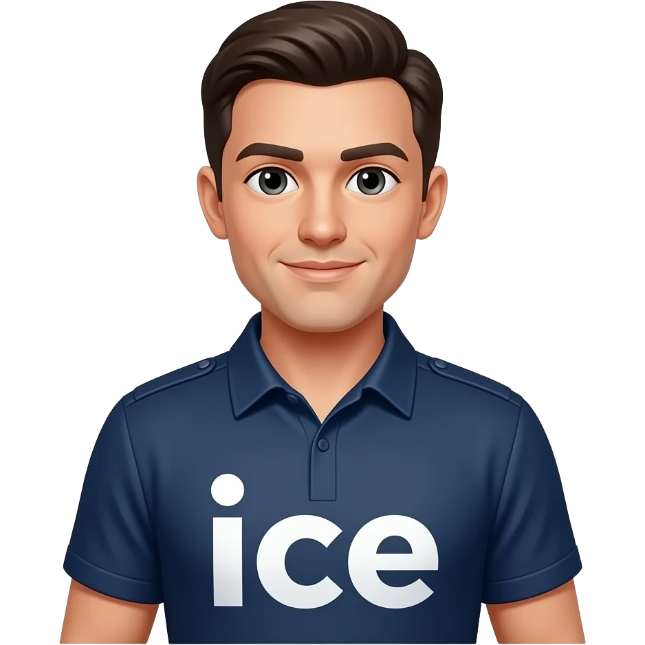 Police officer whose shirt says ice emoji