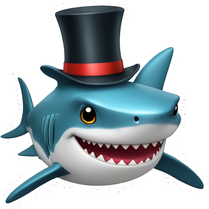 Shark with a top hat emoji