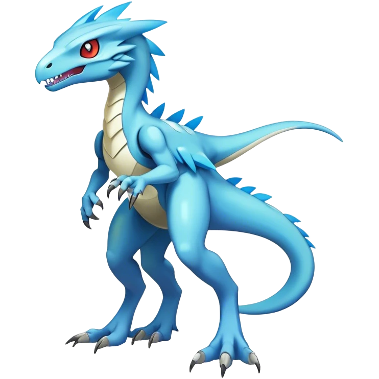 Shiny Futuristic Ethereal Fakemon-Pokemon-Digimon-Spectrobes-Raptor-fusion, full body emoji